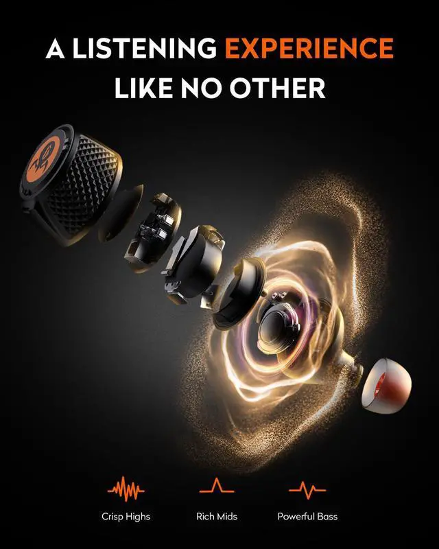 Alt view image 4 of 7 - Sirius Plus True Wireless Earbuds, Bluetooth 5.3 Active Noise Cancellation ANC Headphones, 28H Playtime, ENC Clear Call, Customization App, IPX4 for Sports/Work -Black