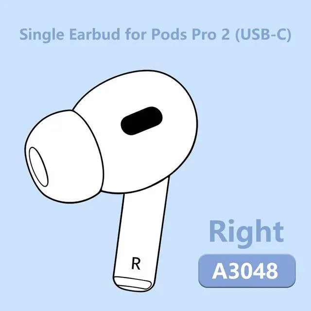Alt view image 2 of 7 - OEM Single Right Earbuds Replacement for Pod Pro (2nd Generation), A3047, A3048, A3049. Genuine Right Ear Side Only, Compatible Original Air Pro 2 A2968 Charging Case (Right-A3047 A3048 A3049)