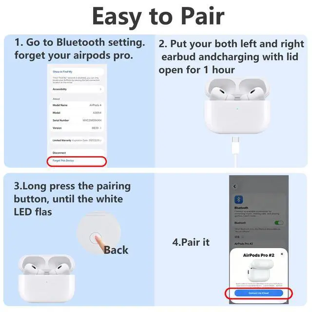 Alt view image 6 of 7 - OEM Single Right Earbuds Replacement for Pod Pro (2nd Generation), A3047, A3048, A3049. Genuine Right Ear Side Only, Compatible Original Air Pro 2 A2968 Charging Case (Right-A3047 A3048 A3049)