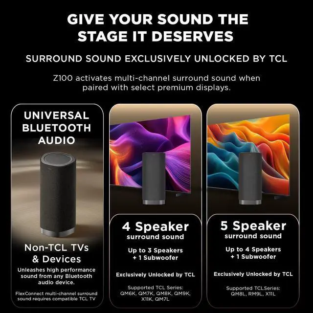 Alt view image 2 of 7 - Z100 Wireless Immersive 3D Home Theater Speaker | Compatible with QM7L and QM8L TV | Dolby Atmos Smart Auto Calibration | Flexible Placement & Modern Design | Latest Model