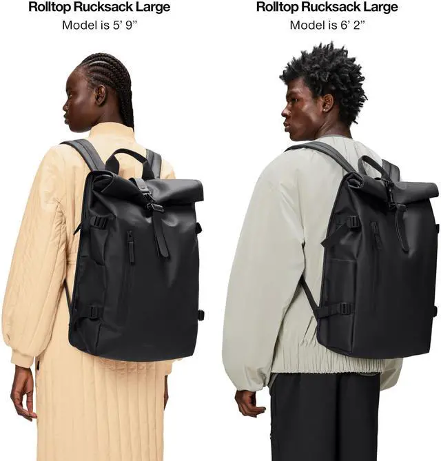 Alt view image 3 of 7 - Rolltop Rucksack Large Waterproof Laptop Backpack for Men, Commuter | Waterproof rolltop backpack with a 16 in laptop pocket and carabiner closure - a commuter bag for cycling, work, and travel