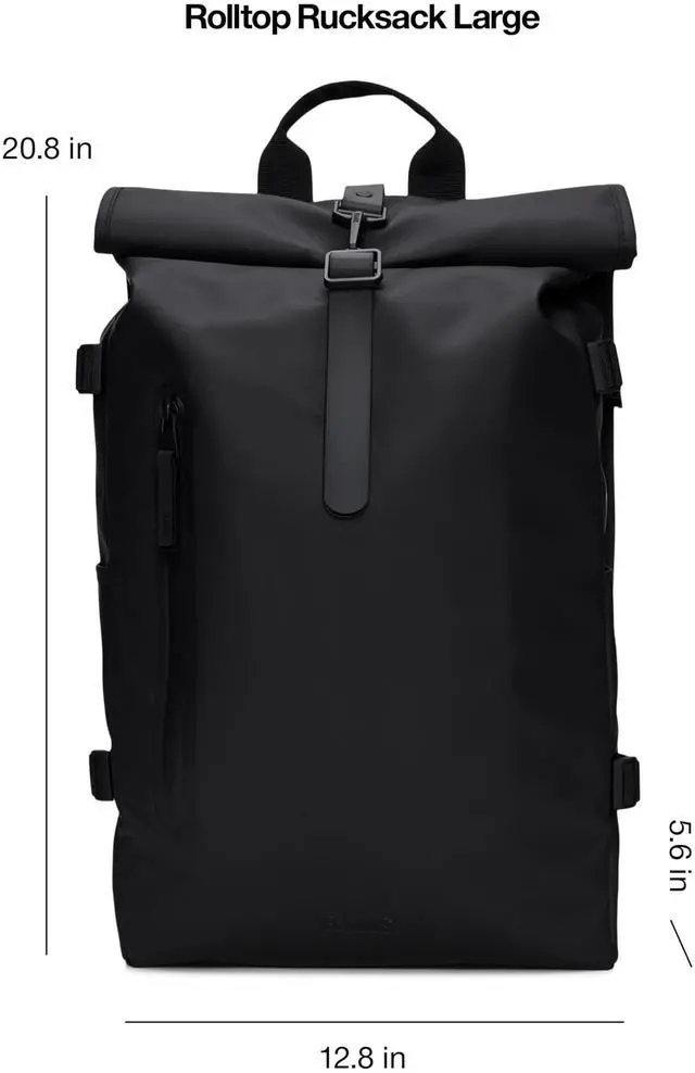 Alt view image 6 of 7 - Rolltop Rucksack Large Waterproof Laptop Backpack for Men, Commuter | Waterproof rolltop backpack with a 16 in laptop pocket and carabiner closure - a commuter bag for cycling, work, and travel