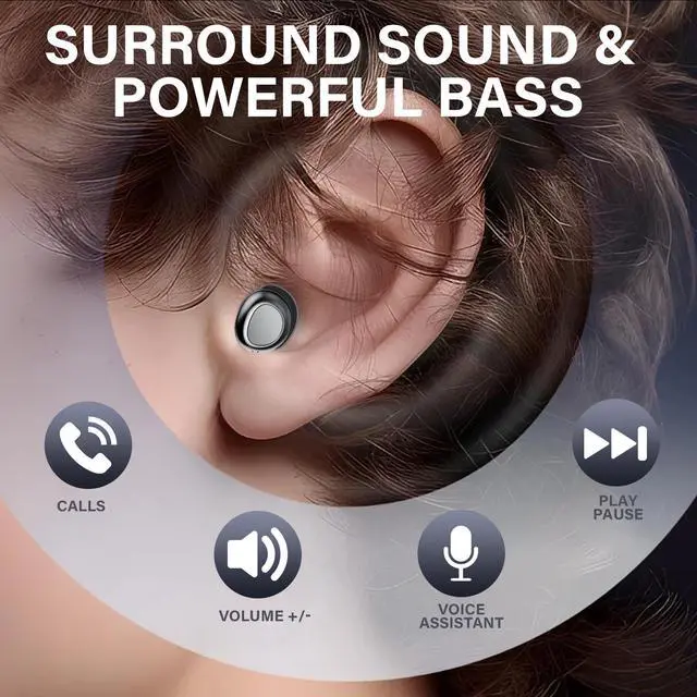 Alt view image 7 of 7 - Wireless Earbuds, Hybrid ANC 40dB Noise Cancelling Headphones, 50H Playtime, Bluetooth 5.4, 10mm Drivers with 5 EQ, ENC Dual Mic, IPX7 Waterproof, Digital Battery Display iOS/Android Sport/Sleep