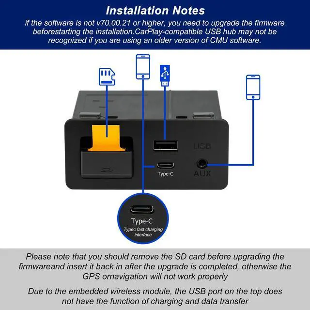 Alt view image 6 of 7 - Mazda Type-C Wireless Carplay Retrofit Kit, TK78-66-9U0C OEM Media Hub to MZD Connect System, Compatible with Mazda 2/3/6/CX3/CX5/CX9/MX5 2015-2020 (Only Supporting Wireless Carplay, NO Android Auto)
