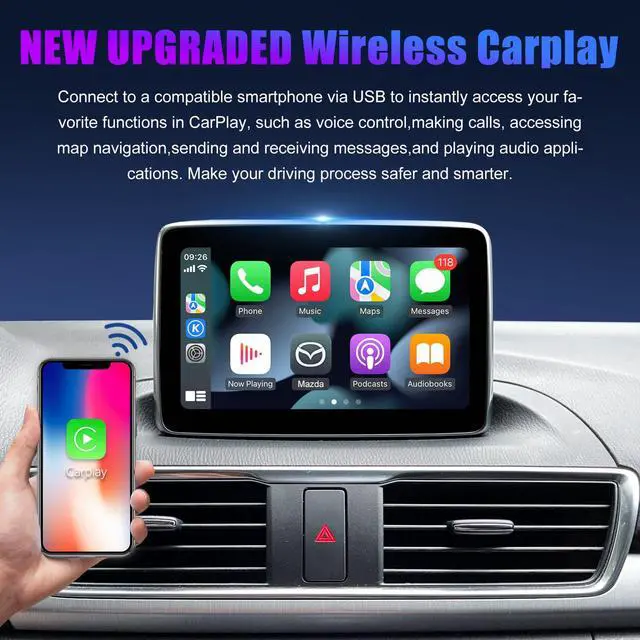 Alt view image 3 of 7 - Mazda Type-C Wireless Carplay Retrofit Kit, TK78-66-9U0C OEM Media Hub to MZD Connect System, Compatible with Mazda 2/3/6/CX3/CX5/CX9/MX5 2015-2020 (Only Supporting Wireless Carplay, NO Android Auto)
