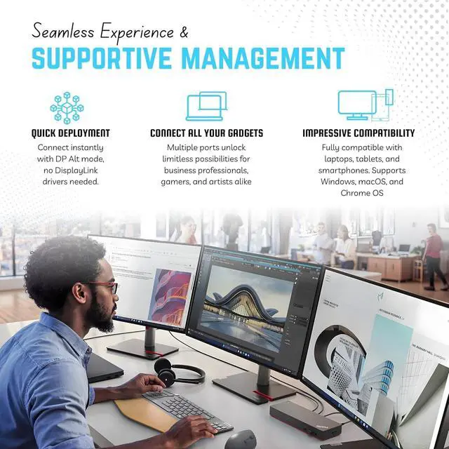 Alt view image 5 of 7 - 40B00135US Lenovo Docking Station - Thunderbolt 4 Dock - Thinkpad Dock | 135W Power Delivery, HDMI & DisplayPort for Dual Monitors, USB-C Connectivity, Enhanced Productivity