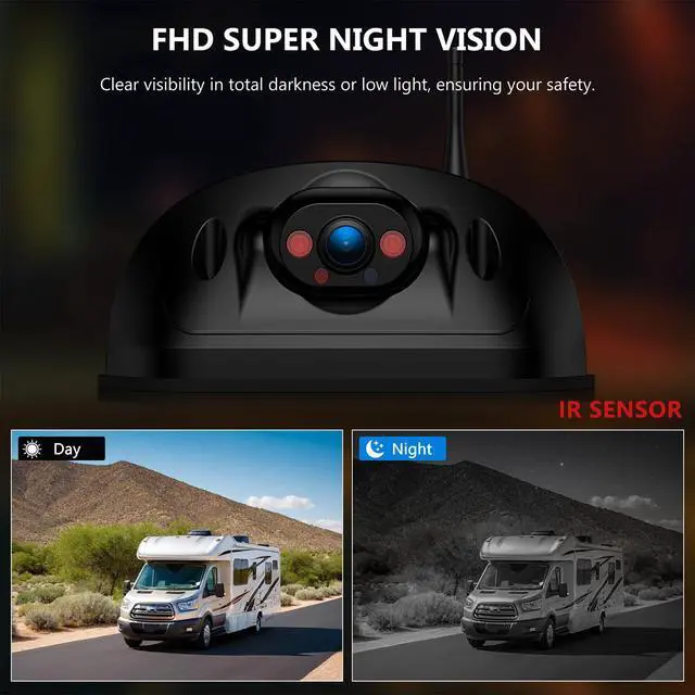 Alt view image 5 of 6 - Wireless RV Backup Camera System for Furrion Pre-Wired RVs Truck Trailer, FHD 1080P 7" Touchscreen IPS Monitor & Rear View Camera, Loop Recording Night Vision IP69 Waterproof Plug & Play F7
