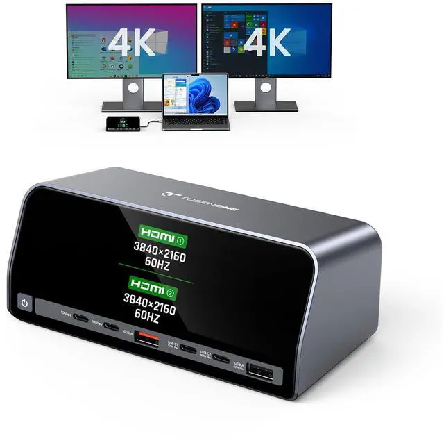 Main image of Docking Station Dual 4K Monitor for Windows, 160W GaN+ LCD Display | Laptop Dock with HDMI, PD 3.0, 10Gbps USB A/C, Real-time LCD Screen, 160W Smart Power Distribution, Compact for Office/Gaming