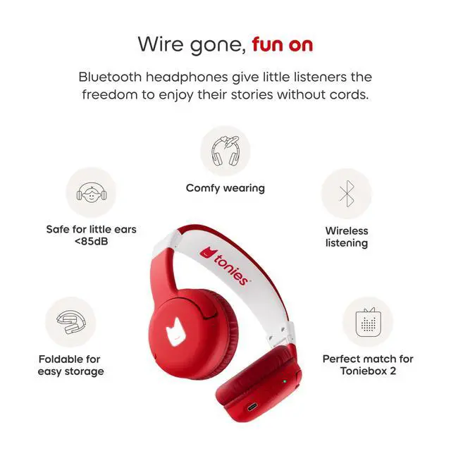Alt view image 4 of 7 - Bluetooth Headphones for Toniebox 2 - Sunset Red
