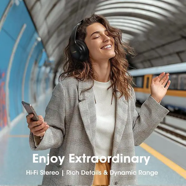 Alt view image 7 of 7 - Bluetooth Headphones Over Ear, 80H Playtime, HiFi Stereo, 3 EQ | Soft Memory Foam Earpads, Foldable Wireless Headphones, Bluetooth 5.4, ENC Mic, Multipoint Pairing for Home, Office & Travel
