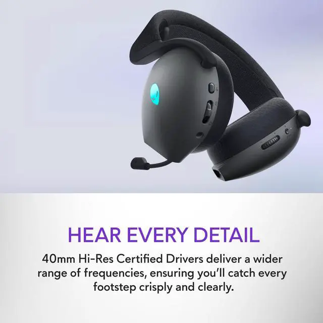 Alt view image 6 of 7 - Wireless Gaming Headset, Active Noise Canceling | 2.4GHz Wireless, Dolby Atmos, Hi-Res Audio, 20Hz40kHz Frequency, 32 Ohm Impedance, Dark Side of the Moon