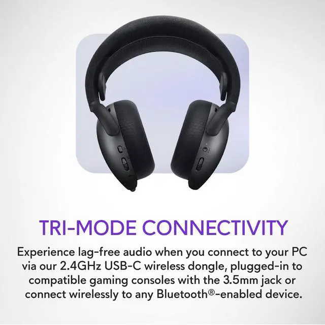 Alt view image 7 of 7 - Wireless Gaming Headset, Active Noise Canceling | 2.4GHz Wireless, Dolby Atmos, Hi-Res Audio, 20Hz40kHz Frequency, 32 Ohm Impedance, Dark Side of the Moon