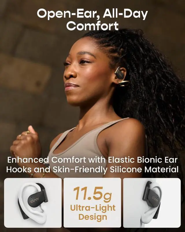 Alt view image 5 of 7 - ARC 5 Open Ear Earbuds with Dolby & THX Audio, Black | True wireless Bluetooth with earhooks, 60H playtime, fast charging,IPX7 waterproof,perfect for sports, work, daily use