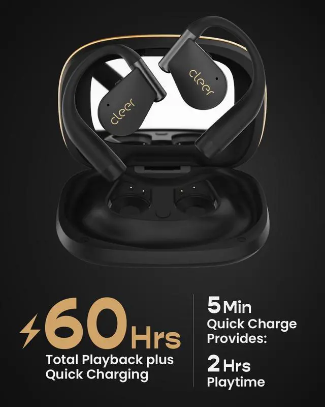 Alt view image 3 of 7 - ARC 5 Open Ear Earbuds with Dolby & THX Audio, Black | True wireless Bluetooth with earhooks, 60H playtime, fast charging,IPX7 waterproof,perfect for sports, work, daily use