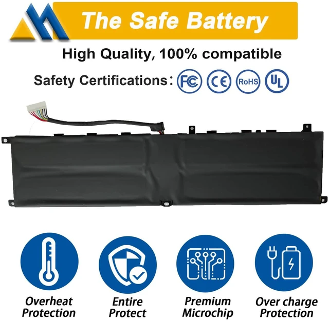 Alt view image 3 of 7 - BTY-M6M 99.99Wh Laptop Battery Replacement for MSI GS66 Stealth 10SE 10SF 11UE 11UH GE66 Raider 10UG 11UG GE76 for Raider 11UE 11UG GE76 for Dragon Tiamat 11UH WS66 10TM 11UMT 11UKT for Creator 15