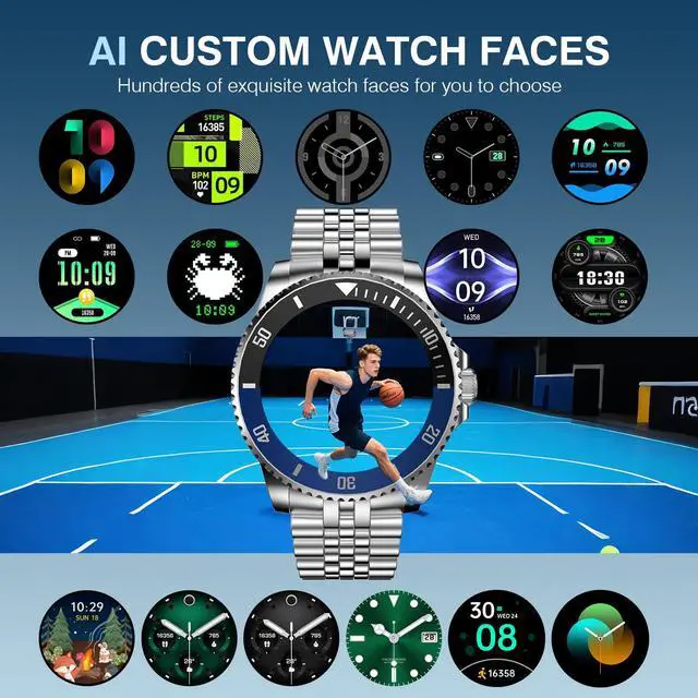 Alt view image 6 of 7 - GPT Smart Watch for Men, Answer/Make Call, Fitness Tracker, IP67, 44mm | 1.19" AMOLED Display, 24/7 Heart Rate/Blood Oxygen/Blood Pressure/Sleep Monitor, 107 Sports Modes, Compatible Android iPhone