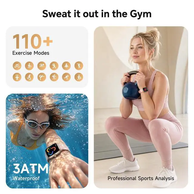 Alt view image 5 of 7 - Smart Watch for Women, 1.75" AMOLED Display Fitness Watch for iOS/Android | 40mm 3 Bands, 10-Day Battery, Bluetooth Call & Answer, 110+ Sport Modes, 7/24 Health & Sleep Tracker, 3ATM Waterproof
