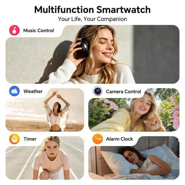 Alt view image 7 of 7 - Smart Watch for Women, 1.75" AMOLED Display Fitness Watch for iOS/Android | 40mm 3 Bands, 10-Day Battery, Bluetooth Call & Answer, 110+ Sport Modes, 7/24 Health & Sleep Tracker, 3ATM Waterproof