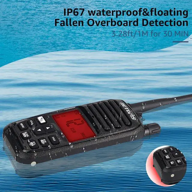 Alt view image 3 of 7 - RM21 5W VHF Radio Marine IP67 Floating, Noise Cut for Yacht(1 Pack) | 1-Press AI Noise Reduction, 1800mAh Battery, Submersible, Global Channels, NOAA Weather Alert, Coastal Fishing, Travel Sport