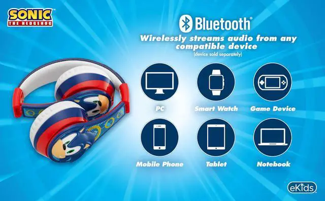 Alt view image 6 of 7 - Sonic The Hedgehog Bluetooth Headphones for Kids, Wireless Headphones
