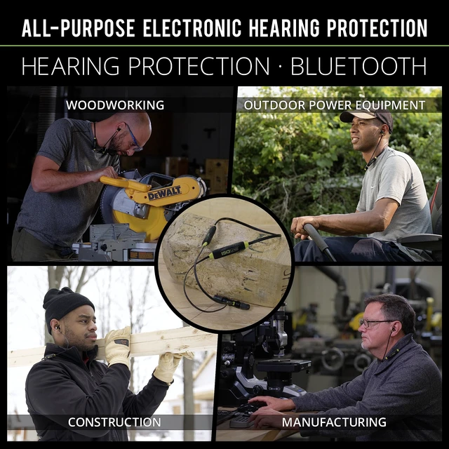 Alt view image 2 of 7 - Xtra 2.0 Bluetooth Hearing Protection, OSHA Compliant Work Earbuds 27 dB NRR, 85 dB volume limit, 11-hour battery, noise-cancelling mic, sound-isolating earplug design
