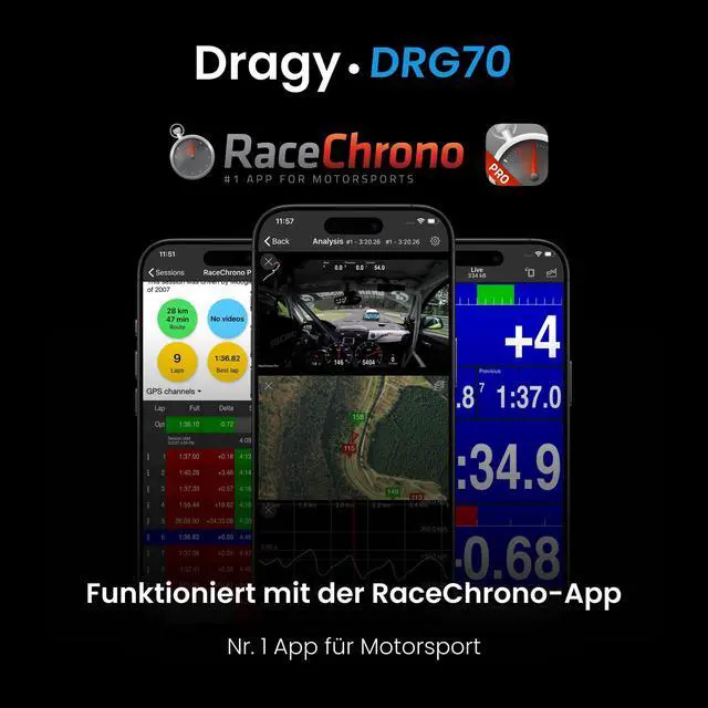 Alt view image 3 of 7 - New GPS Based Performance Meter, up to 25Hz GPS Laptimer, Upgraded UBLOX 10th Gen High Performance GPS Module, Trusted by Million Users, USB-C Charging Port (DRG70-C)