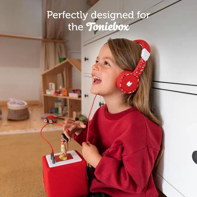 Alt view image 2 of 6 - Foldable Wired Headphones for Kids - Comfortably Designed to fit On-Ear - Works with Toniebox 1 and All 3.5mm Devices - Green