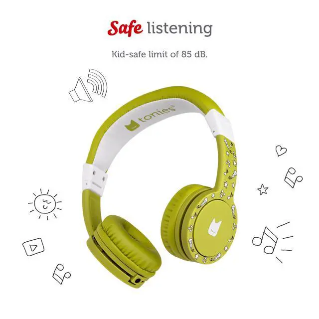 Alt view image 3 of 6 - Foldable Wired Headphones for Kids - Comfortably Designed to fit On-Ear - Works with Toniebox 1 and All 3.5mm Devices - Green