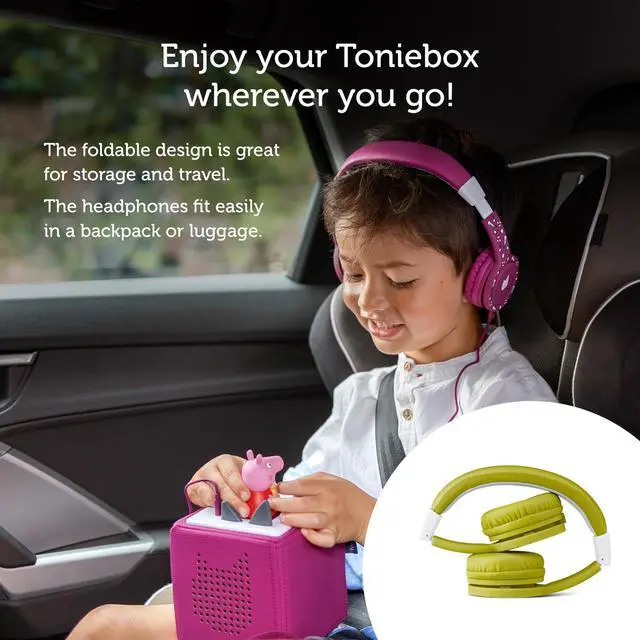 Alt view image 5 of 6 - Foldable Wired Headphones for Kids - Comfortably Designed to fit On-Ear - Works with Toniebox 1 and All 3.5mm Devices - Green