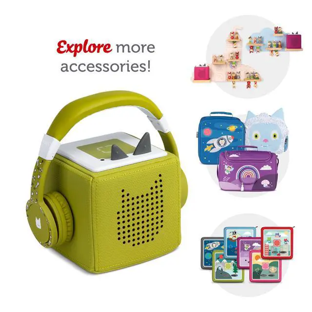 Alt view image 6 of 6 - Foldable Wired Headphones for Kids - Comfortably Designed to fit On-Ear - Works with Toniebox 1 and All 3.5mm Devices - Green
