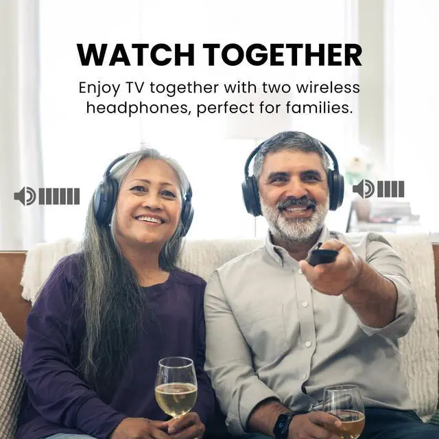 Alt view image 2 of 7 - Duet - Dual Wireless Headphones for TV Watching | Clear Voice & Loud Volume for Seniors and Hard of Hearing, Easy Plug & Play Setup, with 2.4GHz RF Transmitter & Charging Dock