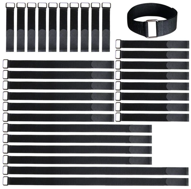 Main image of 8"12"18"24"30" Hook and Loop Fastening Cable Strap - 30 Pack Reusable Nylon Extend Securing Strap - Adjustable Cinch Strap with Buckle