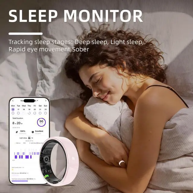 Alt view image 4 of 7 - Ceramic Smart Ring for Women, Pink Fitness & Sleep Tracker, #7 | 24/7 Health Tracking with Heart Rate, Blood Oxygen, HRV & Sleep Monitoring. Ceramic Design, 5ATM Waterproof, No Subscription