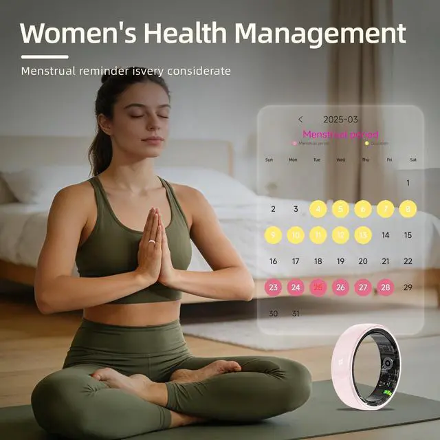 Alt view image 5 of 7 - Ceramic Smart Ring for Women, Pink Fitness & Sleep Tracker, #7 | 24/7 Health Tracking with Heart Rate, Blood Oxygen, HRV & Sleep Monitoring. Ceramic Design, 5ATM Waterproof, No Subscription