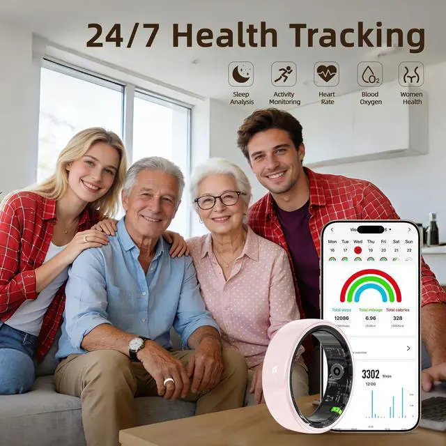 Alt view image 3 of 7 - Ceramic Smart Ring for Women, Pink Fitness & Sleep Tracker, #7 | 24/7 Health Tracking with Heart Rate, Blood Oxygen, HRV & Sleep Monitoring. Ceramic Design, 5ATM Waterproof, No Subscription