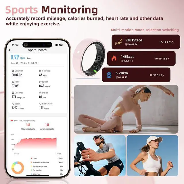 Alt view image 6 of 7 - Ceramic Smart Ring for Women, Pink Fitness & Sleep Tracker, #7 | 24/7 Health Tracking with Heart Rate, Blood Oxygen, HRV & Sleep Monitoring. Ceramic Design, 5ATM Waterproof, No Subscription