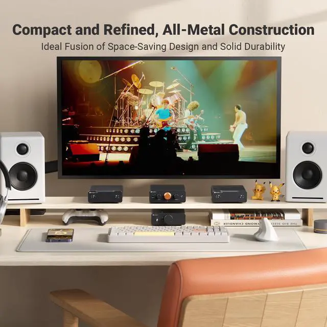 Alt view image 5 of 7 - P4 Mini Preamp with 3 RCA Inputs, Home Audio Stereo Pre amp for Amplifier/Active Subwoofer/Speakers, Preamplifier with 3-Level Adjustable Gain 3/6/9 dB, Bass and Treble Control