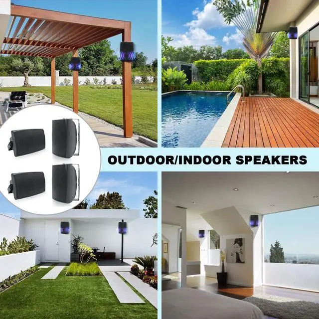 Alt view image 3 of 7 - 6.5 Inch 800W Outdoor Bluetooth Speakers Wired Waterproof with Multifunctional Amplifier, Wall Mount Speaker System for Patio Home Poolside Deck Backyard(2 Pairs,Black)