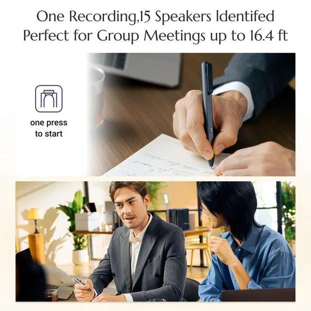 Alt view image 2 of 7 - Voice Recorder, AI Note Taking Device with Unlimited Transcription | 32GB, 30 Hours Recording, Highlight, Visual Notes, Summary Preference, MFi-Certified, Doctor, Layers, Teacher, Sales, Student