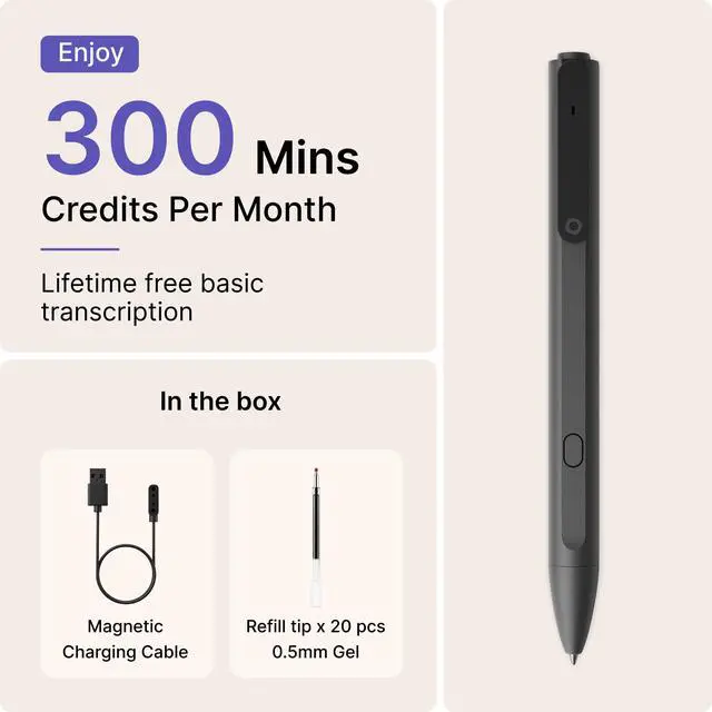 Alt view image 3 of 7 - Voice Recorder, AI Note Taking Device with Unlimited Transcription | 32GB, 30 Hours Recording, Highlight, Visual Notes, Summary Preference, MFi-Certified, Doctor, Layers, Teacher, Sales, Student