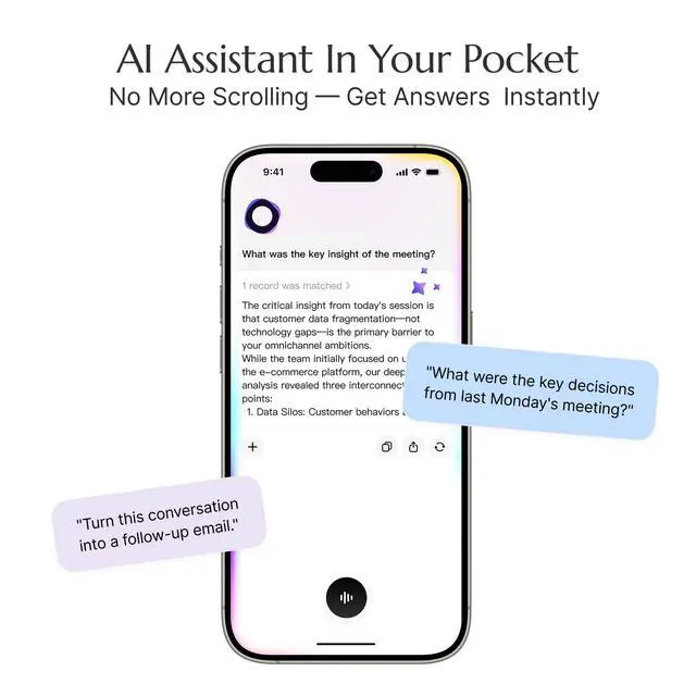 Alt view image 6 of 7 - Voice Recorder, AI Note Taking Device with Unlimited Transcription | 32GB, 30 Hours Recording, Highlight, Visual Notes, Summary Preference, MFi-Certified, Doctor, Layers, Teacher, Sales, Student