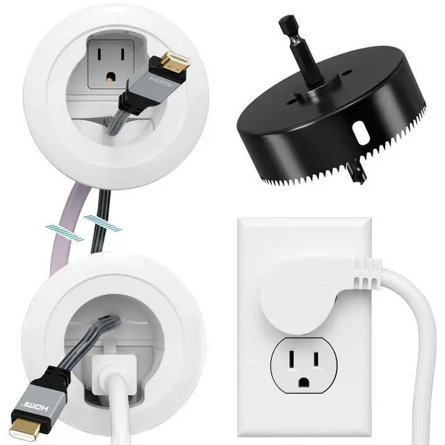 Main image of in Wall Cable Management Kit, Power & Low Voltage Wire Organizer with Hole Saw Drill for Easy TV Wall Mounting, TV Cord Hider for Wall & Clean Look