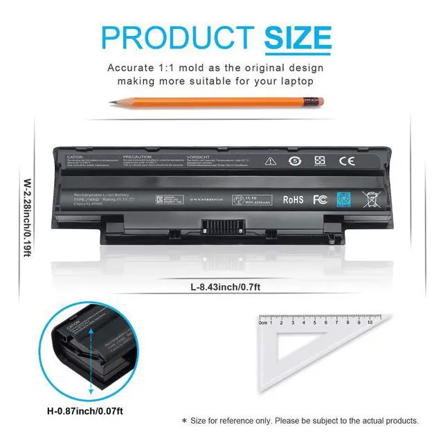 Alt view image 2 of 7 - 11.1V 48Wh J1KND Battery Compatible with Dell Inspiron 15R N5010 N5110 N5030 N5040 N5050 14R N4010 N4110 N4050 13R N3010 N3110 17R N7010 N7110 M5110 M4110 M501 M503 TKV2V 4T7JN W7H3N 04YRJH 06P6PN