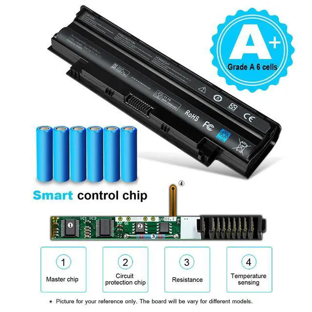 Alt view image 5 of 7 - 11.1V 48Wh J1KND Battery Compatible with Dell Inspiron 15R N5010 N5110 N5030 N5040 N5050 14R N4010 N4110 N4050 13R N3010 N3110 17R N7010 N7110 M5110 M4110 M501 M503 TKV2V 4T7JN W7H3N 04YRJH 06P6PN