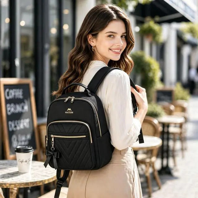 Alt view image 2 of 7 - Mini Backpack for Women, Stylish Daypack Purse, 2pcs Sets, Black | Waterproof Lightweight Small Bookbag, Casual Daily Shoulder Bag Mochilas Para Mujer, Lady Girls Gifts for Work Travel School