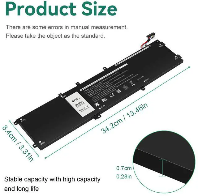 Alt view image 2 of 7 - 4K1VM Laptop Battery Replacement for Dell G7 17 7700 Inspiron 15 7590 7591 7501 Precision 5530 5520 5540 Vostro 15 7500 Gaming Series XPS 15 9570 9560,fits W62W6 0W62W6 9TM7D 09TM7D XYCW0 0XYCW0 V0GMT