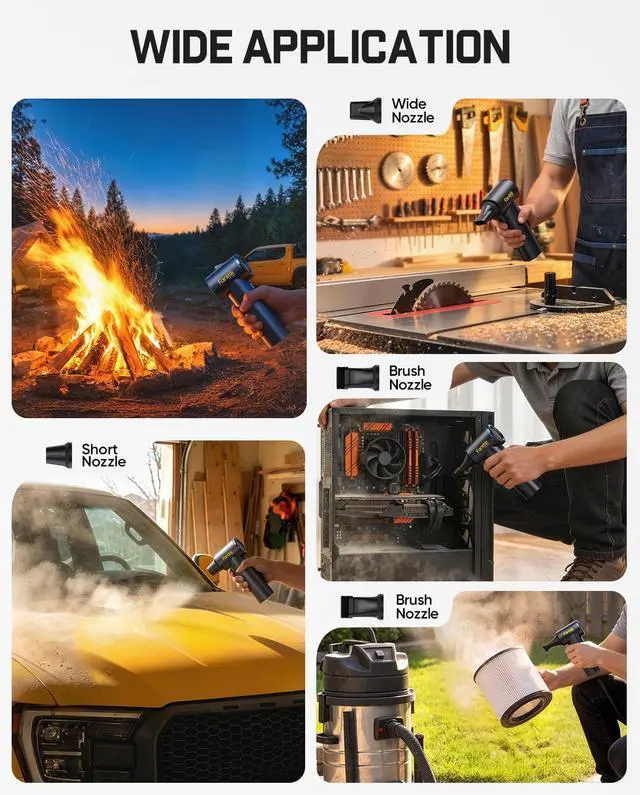 Alt view image 4 of 7 - B11 Apex Electric Air Duster | High-Performance Motor, 100-Speed Adjustable, One-Tap Booster, 42.12Wh Battery for PC, Workshop & Car Interior