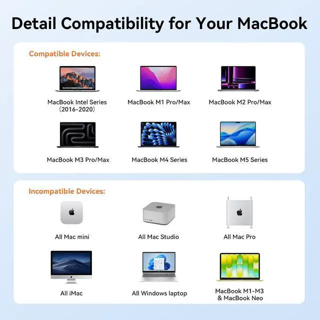 Alt view image 2 of 7 - MacBook Pro/Air Docking Station Stand, Dual 4K HDMI, 100W Charger | Vertical Cooling Stand for M1-M5 Pro/Max, 2 HDMI, VGA, 5 USB, RJ45, Audio, Tidy Desk Dock for Design, Creative, Remote Work