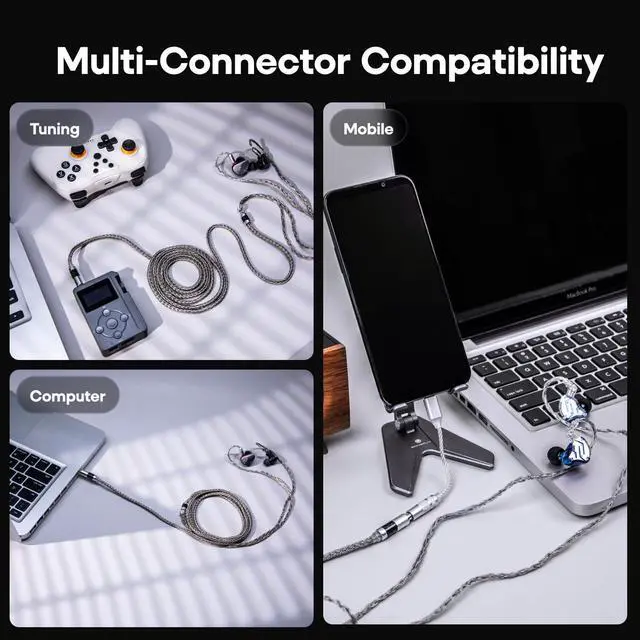 Alt view image 7 of 7 - Tripowin Zonie IEM Cable, 2m Long Earbud Cord, 16 Core Silver Plated Earphone Cable, in Ear Monitor Wire for Audiophile Musician (2Pin)