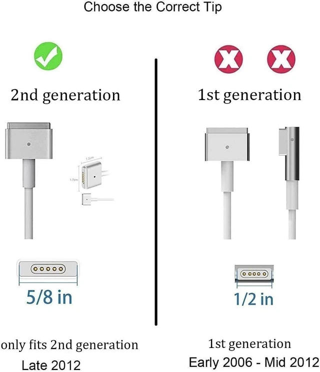 Alt view image 2 of 6 - Mac Book Charger 85W(T-Tip) Power Adapter, Replacement for Mac Book Pro with 13/15-inch Retina Display-(Between 2012-2017)